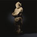 A rare white marble figure of a lokapala, Tang dynasty, 8th century