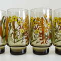 Vaisselle Vintage ... Grands VERRES fumés * Fleurs 