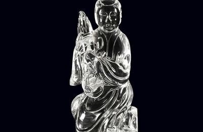 Chinese Rock Crystal Figure of a Female Musician. Late Qing Dynasty