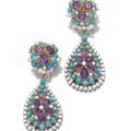 Pair of turquoise, amethyst and diamond pendent earrings, Cartier