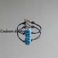 BRACELET ENFANT CUIR ET PERLE DE VERRE INDIENNE CUBE