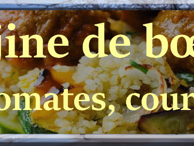 Tajine de bœuf avec riz, tomates et courgette