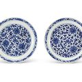 A pair of blue and white 'Lotus' dishes, marks and period of Kangxi (1662-1722)