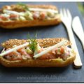 Éclair au tartare de saumon et pomme verte 