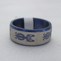 Bague Mixte Unisexe Acier Argenté Brillant Et Bleu Motif Tribal Taille 56-57