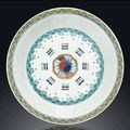A rare doucai dish, Yongzheng six-character mark in underglaze blue within double circles and of the period (1723-1735)