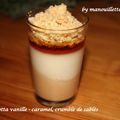 Panna cotta vanille, caramel et crumble de sablés