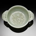 A magnificent very pale green jade marriage bowl. Qianlong