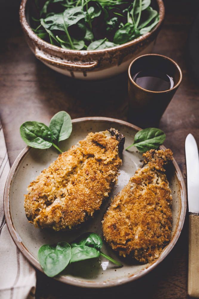 schnitzel d'aubergines, aubergines panées, huile d'olive, régime crétois, recette méditerranéenne, recette d'été
