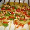 Brochettes de crevettes exotiques