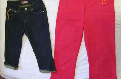 Pantacourt rouge, noir, blanc Jean 8 € (Zara, bershka, C&A) taille 34 ou 38