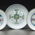 Three doucai dishes, Kangxi period (1662-1722)