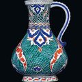 A large Iznik pottery jug, Ottoman Turkey, circa 1580