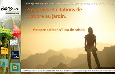 👨‍🌾 Octobre en proverbes et citations au jardin. Paysagiste Pays Basque Paysagiste Landes.