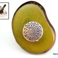 BAG192 - Bague ethnique en tagua et métal argenté