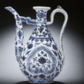 An extremely rare early Ming blue and white ewer, Yongle period (1403-1425)