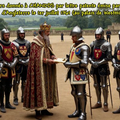 Pouvoirs donnés à CHANDOS par lettre patente émise par Édouard III d'Angleterre le 1er juillet 1361 (au palais de Westminster)