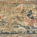 Tapisserie en laine et soie représentant une scène de chasse. Tournai , premier quart du XVIe siècle