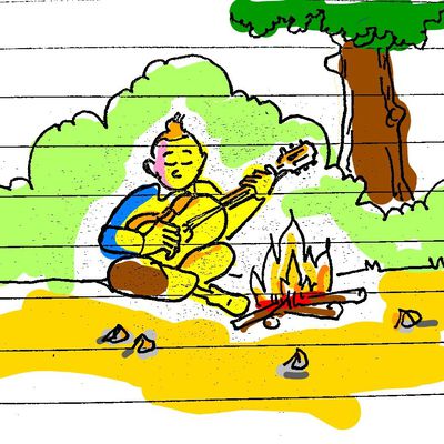 Tintin a la guitare