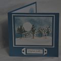 Carte de Noël , technique pochoir, encre et doigt mousse