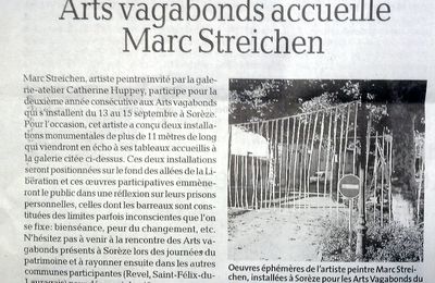 La dépèche : "Sorèze. Arts vagabonds accueille Marc Streichen"