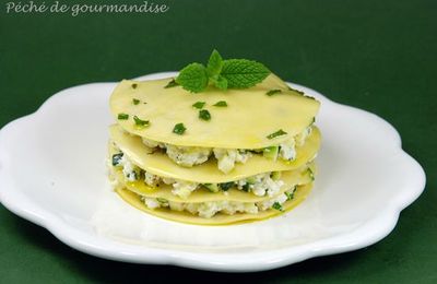 Lasagnes aux courgettes, menthe et brousse