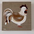 Poules et coq sur lin