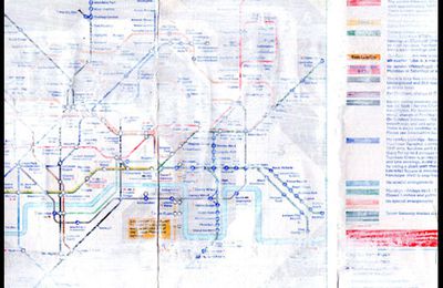 Oil painting on a pocket tube map.