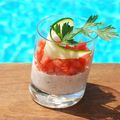 Verrine mousse de thon, brunoise tomates