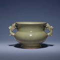 A very rare Longquan celadon censer, Ming dynasty, 15th century