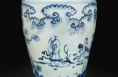 A blue and white 'windswept' meiping, late 15th century