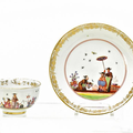 Tea Bowl and Saucer with Chinoiserie.  Meissen. Circa 1730-35. 