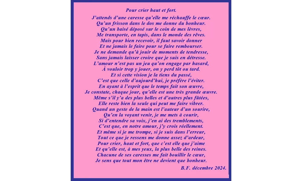 Pour crier haut et fort