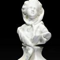 A small bust of woman as allegory of winter, Frankenthal, circa 1765 and a small piedestal, Frankenthal, 2nd half of the 18th c