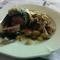 Pavés de bœuf en enveloppe de blettes et sauce aux champignons