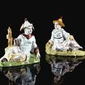 Paire de Chinois en faïence de Strasbourg, vers 1750-1755, de la manufacture de Paul Hannong, d'après un modèle de Jean-Guillaum