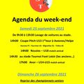 Agenda du week-end (25 & 26 sept 2021)