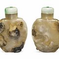 A carved agate snuff bottle, Zhiting School, Suzhou, 1760-1860