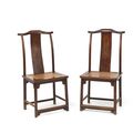 A pair of huanghuali official's hat chairs with mat seats