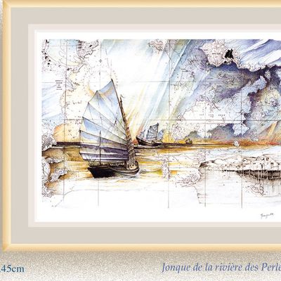 paintings watercolours maritime charts TRYPTIC N°4