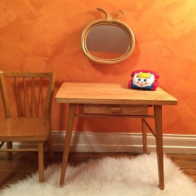 Bureau et chaise Baumann pieds compas des années 50/60