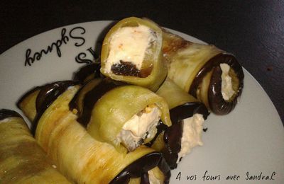 Roulé d'Aubergine au fromage pruneaux pour 4 pers 5 pp la part 