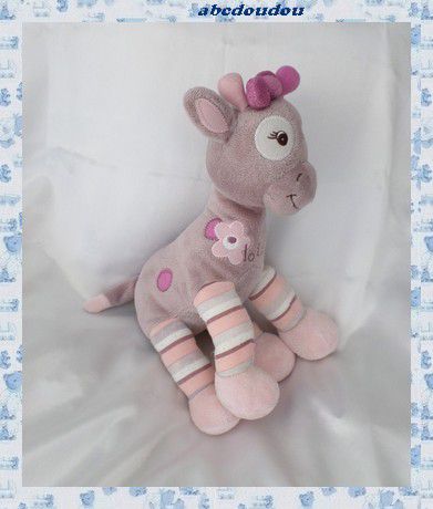 Doudou Peluche Girafe Rose Et Mauve Fleur Arthur Et Lola Bébisol