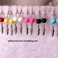 Boucles d'oreille breloque plume et perle