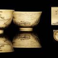 A pair of fine and rare Imperial engraved turned ivory bowls. 18th century.