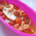 Papillotes colin-crevettes-tomates cerise