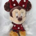 Doudou Peluche Minnie Bouton En bois Articulée Rouge Marron Beige Et Jaune Disney 