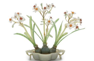 Pair of Bowls with Narcissus, Late Qing dynasty, about 1800-1911
