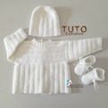 TUTO tricot bb BOUTIQUE bebe modele layette bébé et patron a tricoter Explications brassière, bonnet, bloomer, chaussons