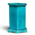 A rare turquoise-glazed hexagonal biscuit brushpot, bitong, Kangxi period (1662-1722)